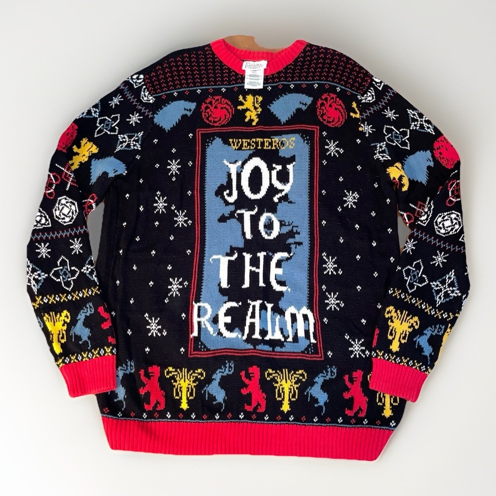 Game Of Thrones "Ugly" Christmas Sweater "Joy To The Realm" Crew Neck Size: XL